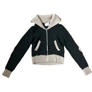 vintage 60s or 70s cropped acrylic zip-up cardigan